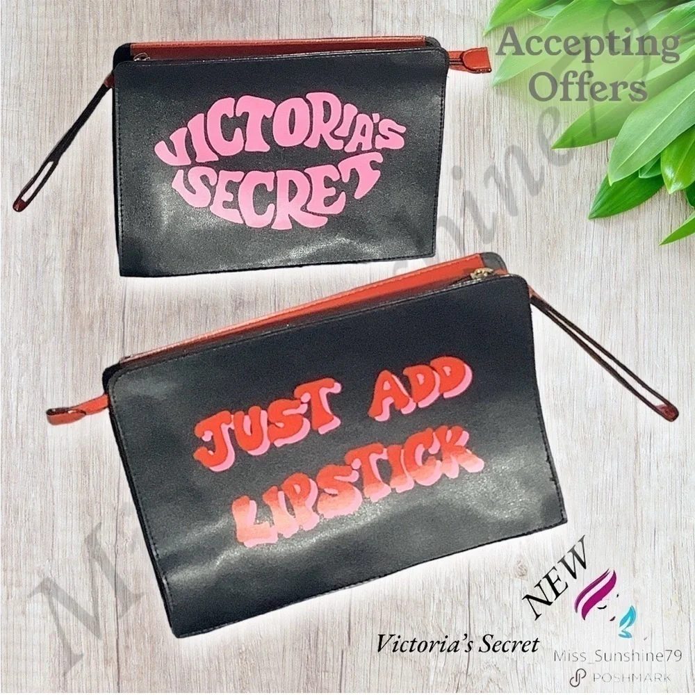 Victoria’s Secret NEW - faux Leather Make up bag “ Just add Lipstick “